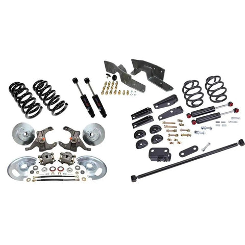 Front And Rear Lowering Suspension Kit For 1965 1970 Chevy C10 With 2.5 Inch Drop Spindles 2 Inch Front Coil Springs 5 Inch Rear Springs