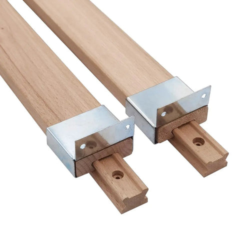 16 Inch Wooden Drawer Slides With Center Guide Track And Steel Glide, kiln-dried hardwood rails with metal mounts