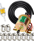 12V Electric Fuel Pump Kit Universal For Carburetor Engines With 6.56 Feet 5/16 Inch ID Fuel Line Filters And 10 Hose Clamps 2.5 To 4 PSI Output