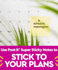 Super Sticky Dispenser Notes 3 X 3 In Canary Yellow 12 Pads With 90 Sheets Each, Twice The Stickiness For Office, School, And Home Quick Access Reminders Today. Yellow sticky note on calendar for schedule mammogram reminder