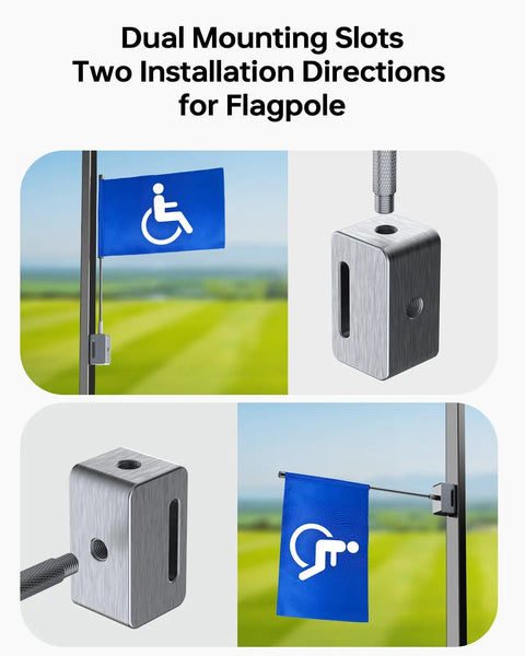 Magnetic Golf Cart Flag With Aluminum Base 9x6 Inch Handicap Flag Dual Mounting Positions For Flexible Use