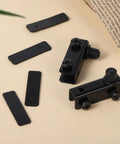 Heavy Duty Glass Door Hinge Sets With Rust Resistant Heavy Gauge Iron, Smooth Pivot Hardware For Cabinets And Shelves, Built Tough To Handle The Daily Grind Without Losing Their Edge, black hardware pieces and catch brackets.