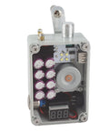 Internal view of Portable Hand Crank Generator For Emergency Power On The Go, No Batteries Needed, showing components and USB ports.