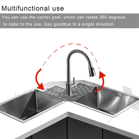 Two Pack Mini Silicone Sink Mat With Self Draining Splash Guard And Soap Sponge Holder For Kitchen Countertop, Double Sided Gray, 8.3 By 5.7 Inches, Keeps Counters Dry And Faucets Drip Free