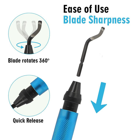VASTOOLS blue-handled deburring tool for 3D printers with 18-piece blade and file set