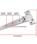 Marine Grade 316 Stainless Steel T Hinges 8 By 4 Inch Heavy Duty Boat Hatch Hardware 2 Pack Polished Finish with measurements
