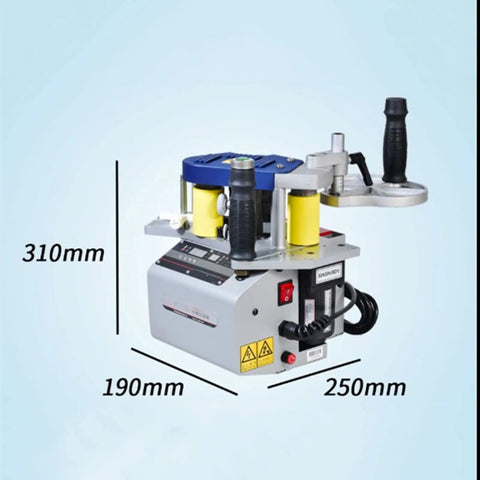 Portable Manual Edge Banding Machine for woodworking with curve and straight edges, 800W, 400ml glue reservoir, dimensions 250x190x310mm