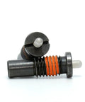 Rock Solid Carbon Steel Spring Plunger With Flange Mount Telescopic Index Finger Pin For Light Load Positioning Tasks Smooth Action No Fuss Setup For Shop Pros - Close-up view of spring plunger pin with orange detail.