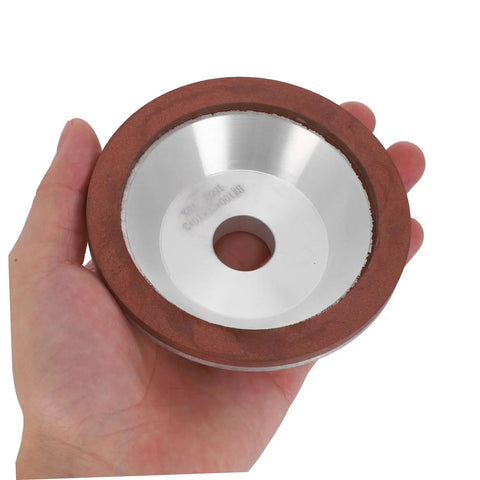 Mm Bowl Shape Diamond Grinding Wheel Cup Abrasive Tool For Angle Grinder being held in hand, features silver and brown design.