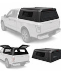 Lockable Truck Bed Cap For Dodge Ram 1500 2020 To 2026 With 6.4 Foot Bed, matte black enclosure with gull wing doors.