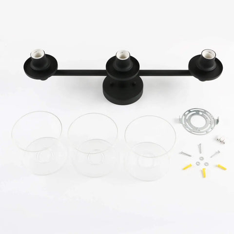 3 Light Semi Flush Mount Ceiling Light With Glass Shade For Hallway Loft Kitchen And Bar, Industrial Pendant Fixture disassembled