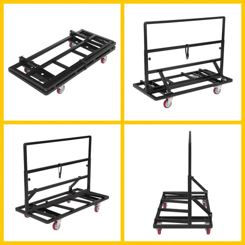 Heavy Duty Folding Drywall Cart 2200 Pounds Capacity Steel Frame With Swivel Rubber Wheels Adjustable Tilt Handle Job Site Badass For Moving Panels And Plywood No Stress Loading