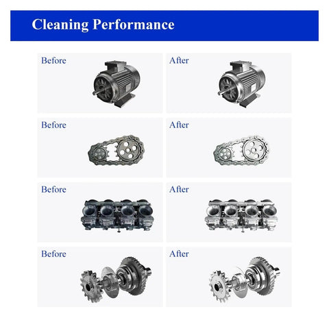 Before and after cleaning images using 10L Digital Ultrasonic Cleaner For PCB And Metal Parts Deep Cleaning Rust Removal Injector