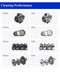 Before and after images showcasing cleaning results of parts using the 10L Digital Ultrasonic Cleaner For Heavy Duty Parts Deep Clean.