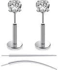 Titanium Threadless Medusa Piercing Jewelry Set 16G 10mm Flat Back Studs For Lip Labret Monroe Ashley Philtrum Nose Helix Tragus Cartilage