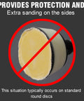 Heavy Duty Flex Edge Sanding Discs With Kickass 80 To 800 Grit Range showing flexible edge for extra sanding on sides.