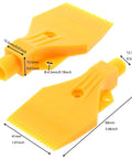 Yellow ABS nozzle from 5-In-1 Wind Jet Air Nozzles Set for Industrial Cooling, dimensions and connector details shown.