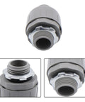 No Sweat Half Inch Npt 180 Degree Straight Conduit Connector Plug 20 Pack Toolless Slide Setup Tough Steel hybrid connector close-up