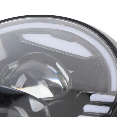 Close-up of convex lens in Ultra Bright LED Front Headlight For Night Rides On E Bikes High Visibility Bike Lamp With Rugged ABS Build