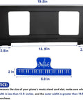 Sheet Music Stand For Keyboard Players, Rock Solid, Durable And Adjustable, showing detailed size dimensions.