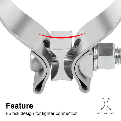3 Inch Exhaust Clamp Stainless Steel Narrow Band Beefed Up For 3 Inch OD Pipe Muffler Clamp Two Pack Premium Grade Rust Resistant