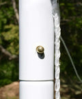 Close-up of snap-together pole of Easy Set Soccer Goal 6 Foot By 4 Foot Portable Backyard Frame With No Tools Needed Rust Resistant Steel Construction Snap Together Poles And Self Stick Net Straps For Quick Setup For Practice And Games.