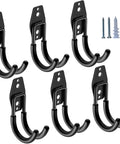 Six Pack Heavy Duty Garage Hooks J Shaped Wall Mounted Organizer For Ladders Bikes Tires Hose And Bulk Tools Durable Steel With Non Slip Rubber Coated Hangers For Stable Storage