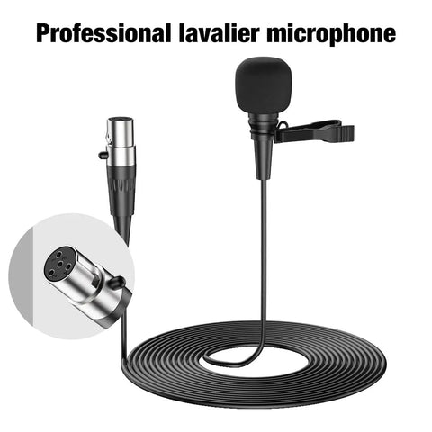 Pro Unidirectional Cardioid Lavalier Microphone For Interviews, Stage And Studio Use with mini XLR TA4F plug and clip-on design