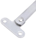 Close-up of a silver 9 Inch Rotatable Locking Folding Lid Support Hinge, showing smooth, durable steel with two mounting holes.
