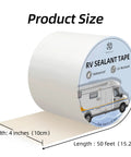 4 Inch By 50 Feet RV Roof Repair Tape For Camper And Trailer Roofs, Waterproof Sealant, UV Resistant, Weatherproof Leaks Stop, White Roll
