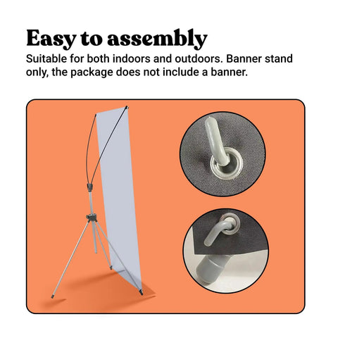 Heavy Duty Adjustable X Banner Stand With Sturdy Aluminum Frame And Durable Travel Case Perfect For Trade Shows Street Fairs Or Urban Hustles built for easy assembly with connectors.