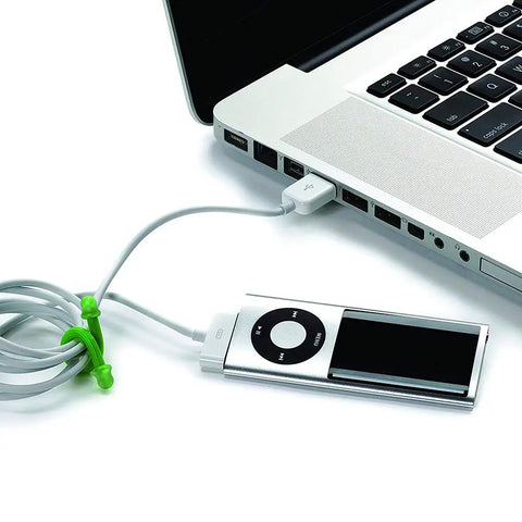 Silicone Cable Tie Set For Easy Cord Organization Including 4 Inch, 6 Inch, And 12 Inch Ties In Black Blue And Green Reusable Bundling Straps For Earphones, Computer Cords, Home Office And Kitchen securing gray cable to laptop