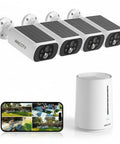 Solar Outdoor Security Cameras Wireless 4 Camera Kit 4MP System With Color Night Vision Motion Detection No Monthly Fee Equipment