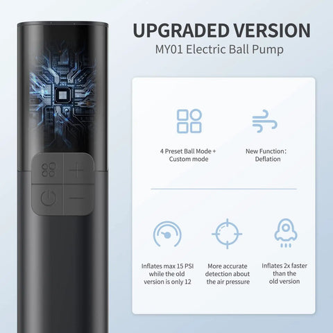 MY01 Electric Ball Pump with 4 Preset Modes and Accurate Pressure Gauge