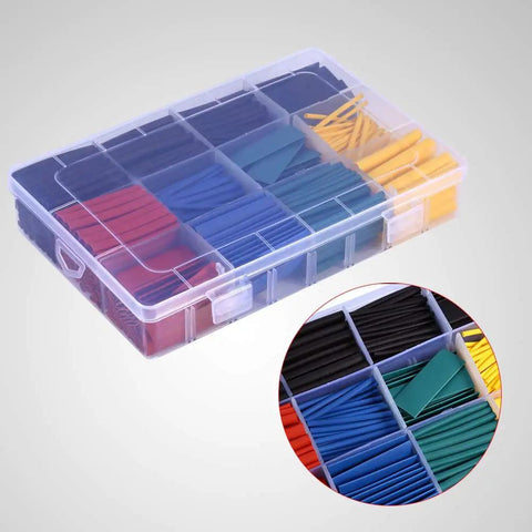 Comprehensive 530-Piece Heat Shrink Tubing Kit With 1.5 mm To 10 mm Shrink Tubes In Multicolor Black Red Yellow Blue Green