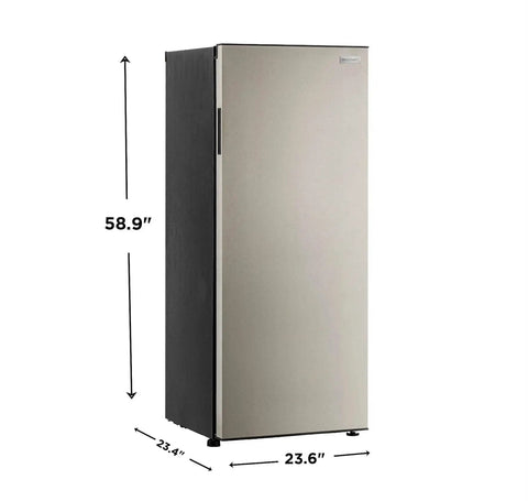 10 Cu Ft Upright Convertible Refrigerator And Freezer Box Featuring A No Sweat Mode Swap for Garage or Basement with dimensions.