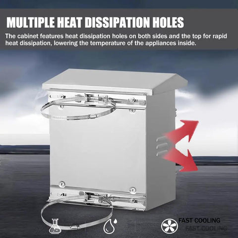 Stainless Steel IP67 Outdoor Electrical Enclosure With Mounting Kit Wall Mounted Control Box For Electrical Equipment Heavy Duty All Weather Resistant Junction Box 60x25x80 Cm Or 60x30x80 Cm 304 Grade with heat dissipation holes