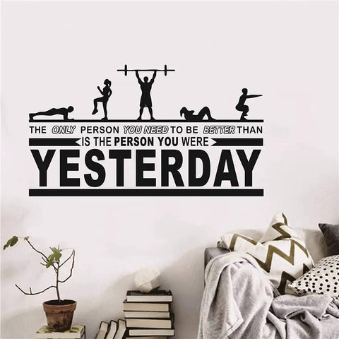 Motivational Gym Wall Decal For Home Gym Crossfit Quote Vinyl Sticker 18 By 32 Inches Black Waterproof Non Toxic Removable Decor