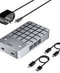 Dual Bay Raid Enclosure For M.2 Nvme Sata Ssd With Clone Mode And Raid 0 1 Arrays USB C 20gbps Ports and power adapter.