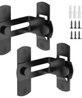 90 Degree Flip Barn Door Lock For Privacy And Security 304 Stainless Steel Gate Latch, two-pack, black with screws