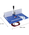 Dead On Aluminum Router Table Insert Plate That Clicks Securely Into Woodworking Rigs Matching Sixty Four To Sixty Five Mm Motors And Dishing Out Fifty One Mm Lift Stroke In Bold Blue, 240x200mm size.