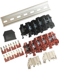 10 Gang DIN Rail Terminal Block Assembly Kit With Jumpers Red And Black For Solar And Power Distribution Pro Grade Installer Friendly UL 600V Rating UL 60A Rating 6 20 AWG Made In USA