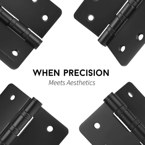 Door hinges, 4-inch black ball-bearing, 3-pack for interior and exterior doors