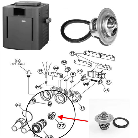 Unitherm Governor Capron 006719F Quick Install Replacement for Raypak Pool Heater Thermostat with parts diagram