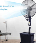 Kick Some Serious Heat With This Heavy Duty Misting Floor Fan Featuring Smooth Oscillation Adjustable Height Settings And Blazing Airflow For Total Summer Relief with large fog output.