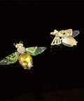 Vintage Crystal Bee Brooch For Women Featuring Amber And Clear Rhinestone Bumblebee Wings, intricate design with yellow and green accents.