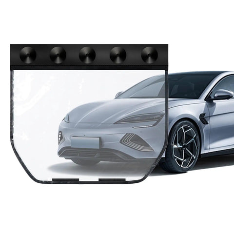 Keep Your Ride Plugged Up And Protected With This Waterproof Charging Port Cover Featuring A Super Strong Suction Cup Seal For Total Weatherproof Coverage Anytime You Hit The Road, showing a clear port cover and modern EV.