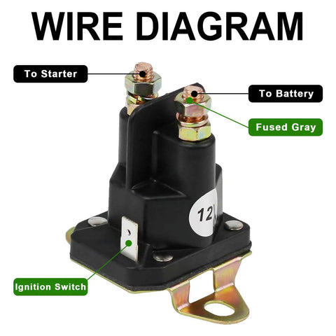 12V Starter Solenoid Relay Switch Replacement With 3 Terminals For 435-700 Husqvarna 539101714 Trom-Betta 812-1221-211 854-1221-210 93265-9 93265WR 93265-WR Durable Plastic Case With Copper Cadmium Contacts, wiring diagram