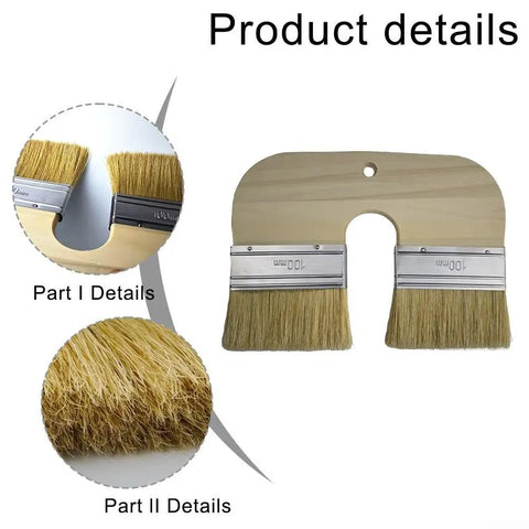 U Shaped Limewash Paint Brush With Double Head For Mineral Paints 200mm Natural Pig Bristle Stainless Steel Ferrule Ergonomic Handle