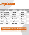 Fitment chart for Front Wheel Hub Bearing Assembly Direct Replacement Compatible With Hyundai and Kia vehicles.